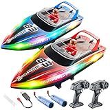 BEZGAR Remote Control Boat, 2 Packs 10 inch Fast Speed RC Boat 15 KPH for Pools & Salt Water, Summer Toys for Adults and Ideal Gifts for Kids Boys Age 6 7 8-12 Years Old - HJ821