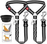 3 Piece Set Dog Seat Belt Retractable Dog Car Seatbelts Adjustable Pet Seat Belt for Vehicle Headrest Restraint Adjustable Heavy Duty & Elastic & Durable Car Harness for Dogs
