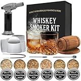 Whiskey Smoker Kit with Torch,Cocktail Smoker Infuser for Old Fashioned Drinks,Birthday Gifts for Men, for Him,Housewarming Gifts,Gift for Husband,Dad,Boyfriend,6 Wood Chips,No Butane