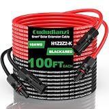Oududianzi Solar Extension Cable 100Ft, Solar Wire 10AWG, Tinned Copper PV Cable 10Gauge, Solar Panel Wires and connectors for Home RV Boat Camping Off-Grid Solar System, Set of 2
