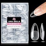 UNA GELLA Almond Nail Tips 216pcs Medium Almond Press on Nails Pre-shape Gel Fake Nails for Full Cover Acrylic French False Nails For Nail Extension, DIY Salon 12 Sizes Gelly Tips