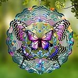 Wind Spinners Outdoor Butterfly -Birthday Gifts for Women Mom, Hanging Wind Sculptures Wind Spinners, 12 inch 3D Wind Spinner for Garden Decor for Outside, Garden, Patio, Yard