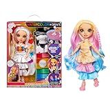 Rainbow High Watercolor & Create Fashion DIY Doll with Washable Watercolors + Tie-Dye Kit, Brown Eyes, Curled Hair, Bonus Top & Shoes. Color, Create, Play, Rinse and Repeat. Creative 4-12+