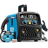 SEESII 135A MIG Welder 110V - 3-in-1 Gasless Flux Core/Lift TIG/Stick Welding Machine, 7.7lbs Portable IGBT Inverter, Large Digital Display Multi Process Welder
