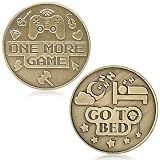 WUSUTE One More Game or Go to Sleep Gamer Decision Coin, Gifts for Gamer Boyfriend, Husband, Men, Gaming Accessories for Men, Game Gifts for Christmas, Valentine's Day, His Birthday
