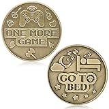 WUSUTE One More Game or Go to Sleep Gamer Decision Coin, Gifts for Gamer Boyfriend, Husband, Men, Gaming Accessories for Men, Game Gifts for Christmas, Valentine's Day, His Birthday