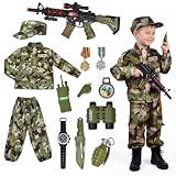 Kids Army Costume for Boys - 14 PCS Soldier Halloween Costume for Boys
