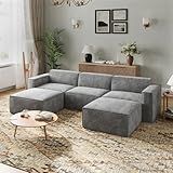Novilla 117.7" Modular Sectional Sofa, No Assembly Cloud Sectional Couch with Smarts Coil® Support, Chenille Fabric U Shape Boneless Couch for Living Room Apartment, Dark Gray (3 Seat w/ 2 Ottoman)