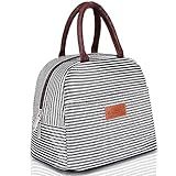BALORAY Lunch Bag for Women Men Insulated Lunch Box for Adult Reusable Lunch Tote Bag for Work, Picnic or Travel(Black White Stripes)