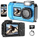 8K Underwater Camera, 70MP 33FT WiFi Waterproof Digital Camera with 32GB