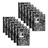 Amazon Basics Composition Notebook, Wide Ruled, 100 Sheets, 9.75" x 7.5", Marble Black, 12-Pack