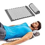 Gaiam Acupressure Mat and Pillow Set, Acupuncture Style Massage Mat & Pillow, Relief for Sciatic Nerve, Muscle Tension, Fibromyalgia, Neck, Shoulder & Back Pain, Migraine & Headaches and Insomnia Grey