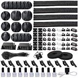 Cord Management Organizer Kit 4 Cable Sleeve split 192PCS Cable Management