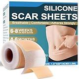Silicone Scar Sheets, Silicone Scar Tape for Scar Removal Treatment (1.6”x 60” Roll-1.5M), Reusable Silicone Scar Strips for Surgical, C-Section, Tummy Tuck, Keloid Scars, Burn, Acne