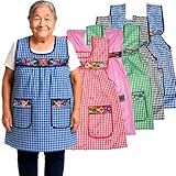 Cuitáxi Traditional Mexican apron for women with deep pockets and beautiful flower embroidery 1 piece - Apron Mexican Mandil Mexicano - Mandiles para mujer de cocina mexicanos - Mexican style aprons