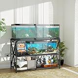 DALEMHOME 55-75 Gallon Fish Tank Stand, 49.2 x 19.7x 31.5 Inch,Industrial Aquarium Stand with Power Outlet and Switch, Turtle Tank, Reptile Terrariums and Breeder Tank Stand, Black