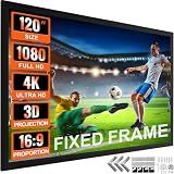 VEVOR Projector Screen 120inch Outdoor Projector Screen 16:9 Movie Screen Fixed Frame 3D Projector Screen for 4K HDTV Movie Theater