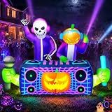 8FT Halloween Inflatables Decorations Outdoor Skeleton Pumpkin DJ Duo Ghost