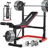 OPPSDECOR Weight Bench Set with Leg Extension and Leg Curl, 660LBS Foldable Bench Press Set with Squat Rack for Home Gym Fitness, Standard Strength Training Bench