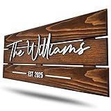 Wooden Name Sign Personalized and Custom, Solid Rustic Wood, Wedding Gifts for Couples, Home, Office, Family Last Name Established Signs, Est. Date Sign 23x10" (Medium)