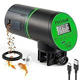 Petbank Automatic Fish Feeder for Aquariums - Rechargeable Auto Fish Food Dispenser Timer Feeder with USB Charger Cable，LCD Screen, Customized Schedule
