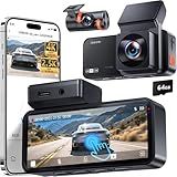 VIRROW Dash Cam Front and Rear: 4K+2.5K Dash Camera for Cars with Touch Screen 3.39" - Dashcam with WiFi APP Control 64GB Parking Mode Night Vision Loop Recording Emergency Lock (X5)