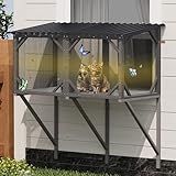 OTXIINXIIN Cat Window Box, 43.3" Catio o Outdoor Cat Enclosure for Sunbathing, Napping & Bird Watching, Wood Cat Window Perch with Mosquito Net Window Catio for Indoor Cats