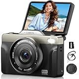 4K 64MP Digital Vlogging Camera, 16X Zoom Autofoucs Video Camera for YouTube with 3" 180° Flip Screen, Compact Travel Camera Kit for Beginner, Teens (Black)