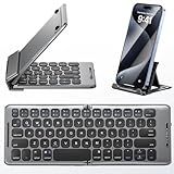 PuechAxe Foldable Bluetooth Keyboard with Stand Holder, Rechargeable Pocket Size Folding Travel Keyboard for iPhone, iPad, Tablet, Laptop, Smartphone, B088