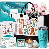 50th Birthday Gifts for Her, Fabulous 50th Birthday Gifts for Women, Cool Turning 50 Year Old Gifts 1975 Gifts, Unique Happy 50th Birthday Gifts Ideas for Her Mom Sister Friend Wife w/ Canvas Tote Bag