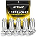 BANGO 194 LED Bulb, 6000K White Super Bright 168 T10 2825 W5W LED Replacement Bulbs for Car Interior Dome Map Door Courtesy Trunk Side Marker License Plate Lights, Pack of 10