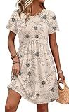 OFEEFAN Maternity Dress Maternity Clothes Teacher Casual Dresses for Women Work Dresses for Women Floral Apricot M