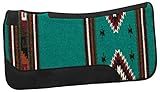 Weaver Equine 31" x 32" Contoured Single Weave Wool Blend Felt Horse Saddle Pad, Shock Absorbing Western Saddle Pad for Protection, Turquoise Pattern