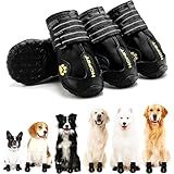 Hcpet Dog Boots, Dog Shoes for Large Dogs, Medium Dog Boots & Paw Protectors, Anti-Slip Dog Booties for Hot Pavement Winter Snow Hiking with Reflective Straps Black Size 6