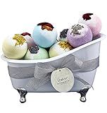 Mothers Day Gift Bath Bombs Gift Set for Women and Men, 10 Oversized Two Tone Bath Fizzies with Shea & Coco Butter Dry Flower Petals, Rich Spa Bath Set in Cute Tub, Multiple Fragrances, Birthday Gifts