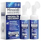 5% Minoxidil Foam for Men, Minoxidil for Men Foam, Minoxidil for Women Hair Growth with Biotin & Castor Oilfor Thicker, Fuller Hair, Fast-Absorbing Formula 120ml - 2 packs