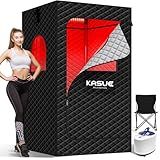 KASUE Infrared Sauna Box, Portable Steam Sauna Tent with 3L Steamer, 5-Layer Waterproof and Thermal Insulation, Folding Chair, for Home Steam Spa, Indoor & Outdoor(Black)