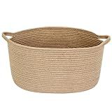 MEGASKET Jute Wicker Storage Basket with Handles, 17"x12"x8" Decorative Woven Baskets for Organizing Dog Toy, Gifts, Book, Towel, Cloth, Boho Storage Bin for Shelves, Entryway, Closet, Home Decor