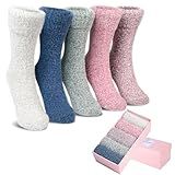 SISOSOCK 5 Pairs Fuzzy Soft Cozy Comfortable Socks for Women, Casual Sleep Comfy Socks, Perfect Warm Winter Gifts for Women