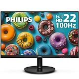 Philips 221V8LB 22 inch Class Thin Full HD (1920 x 1080) Monitor, 100Hz Refresh Rate, VESA, HDMI x1, VGA x1, LowBlue Mode, Adaptive Sync, 4 Year Advance Replacement Warranty