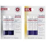 Aquaphor Lip Balm Set with Jojoba Oil and Shea Butter, Lip Repair Stick (2 x 0.17 Oz) + Repair Stick with Sunscreen SPF 30 (2 x 0.17 Oz), Fragrance Free, Paraben Free, Immediately Relieves Dryness