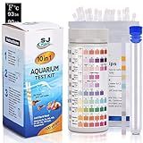 10 in 1 - Aquarium Test Strips | 100 Fast & Accurate Strips | Fish Tank Aquariums Water Test Kit & ebook | Aquarium Thermometer | Fish Tank Water Testing Kit for Fresh & Saltwater | Versatile Usage