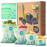 Fit Meal Prep 100% Compostable Food Storage Bags Set, Resealable Bags Plant-Based Freezer Bag for Food, ASTM D6400, US BPI & EU OK Compost Certified