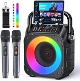 Karaoke Machine, Portable Bluetooth Speaker with 2 Wireless Microphones for Adults & Kids with Lights, Karaoke Microphone with PA System Supports USB/TF/FM/AUX for Home Party Home System Packages