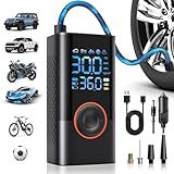 Tire Inflator Portable Air Compressor Portable Cordless Mini Air Pump with Digital Pressure Gauge Inflater 150PSI 3X Fast Inflation Auto Shutoff Large Battery Tires Pump for Cars Motors Bikes Balls