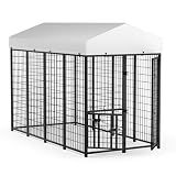 LOVMOR 8' x 4' Outdoor Dog Kennel with Roof for Large Dogs
