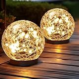 JKIMK Solar Globe Lights Outdoor Waterproof-Solar Balls for Garden-Cracked Glass Ball Outdoor-Solar Orbs for Outside-Outdoor Decorations for Patio and Yard Lawn Backyard Decor