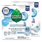 Seventh Generation Dishwasher Detergent Packs Free & Clear Pack of 2 for sparkling dishes Dishwasher tabs 45 count