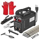 Hpoouo 200Amp 20PCS Rods Stick Welder, Super MINI Portable Welding Machine, IGBT Inverter Welder Machine 110V with Hot Start Arc Force Anti-Stick, for 1/16"-1/8" Rod ARC Welder, 2 Chip Hammers (Black)