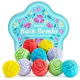 Bath Bomb Gift Set for Women – 10 Pack Handmade with Natural Essential Oils, 5 Aromatic Scents, Relaxing Rose Bubble Bath, Self Care Birthday & Summer Gifts for Mom, Wife, and Her